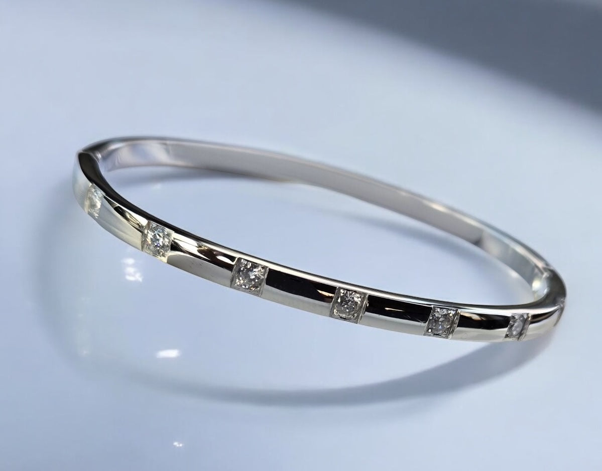 Zirconia Stainless Steel Bangle Bracelet