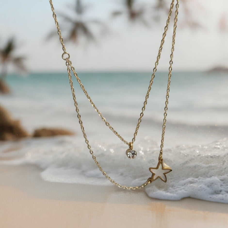 White Starfish Double Layer Necklace