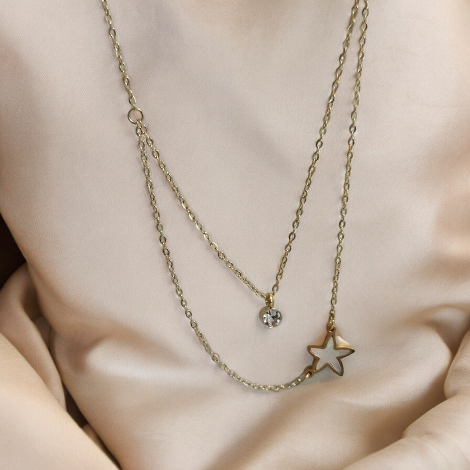 White Starfish Double Layer Necklace