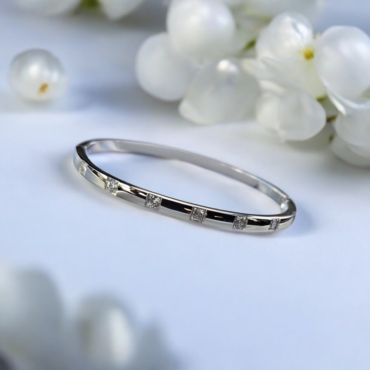 Zirconia Stainless Steel Bangle Bracelet