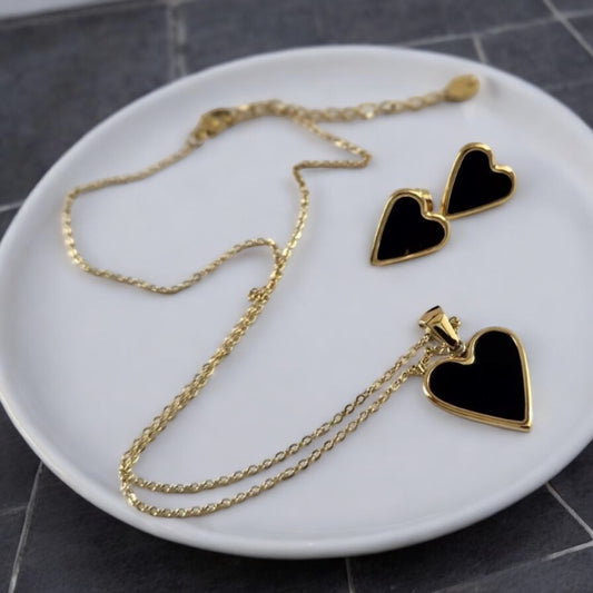 Black Heart 🖤 Stainless Steel Set ✨ Juego de Corazón Negro